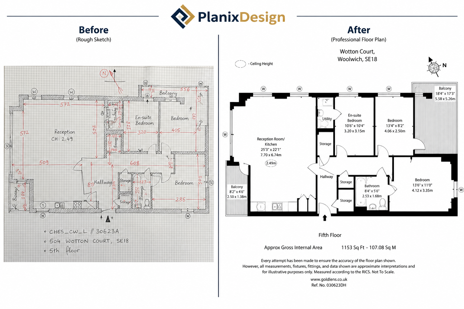 Black and white floor plan drafting example
