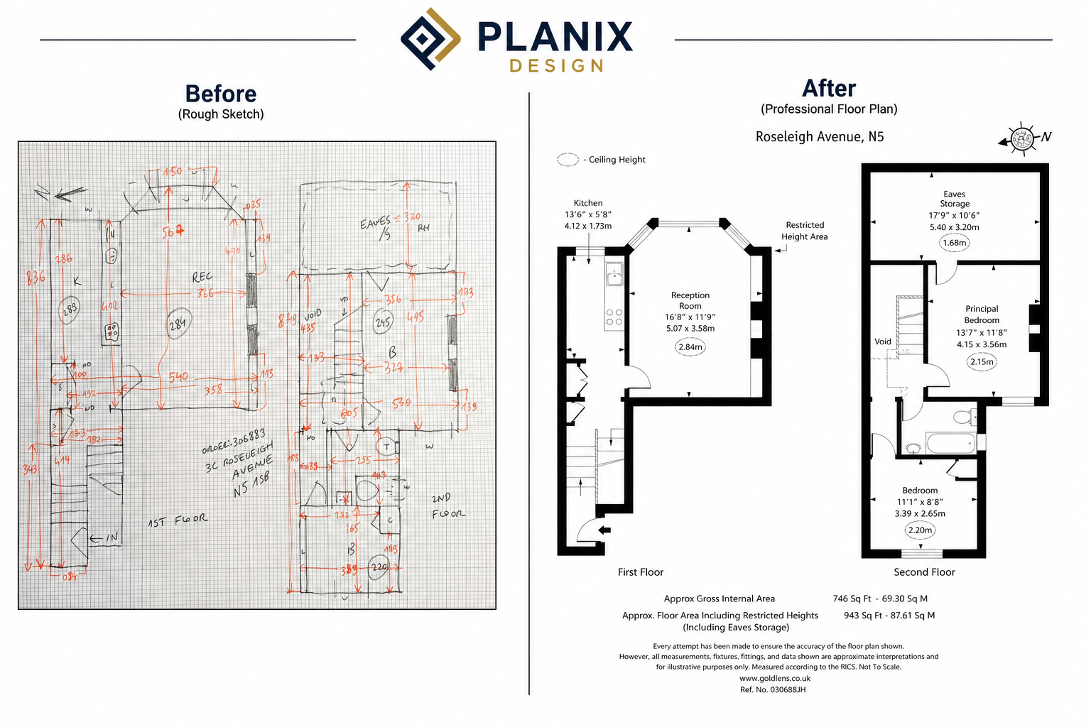 Black and white floor plan drafting example