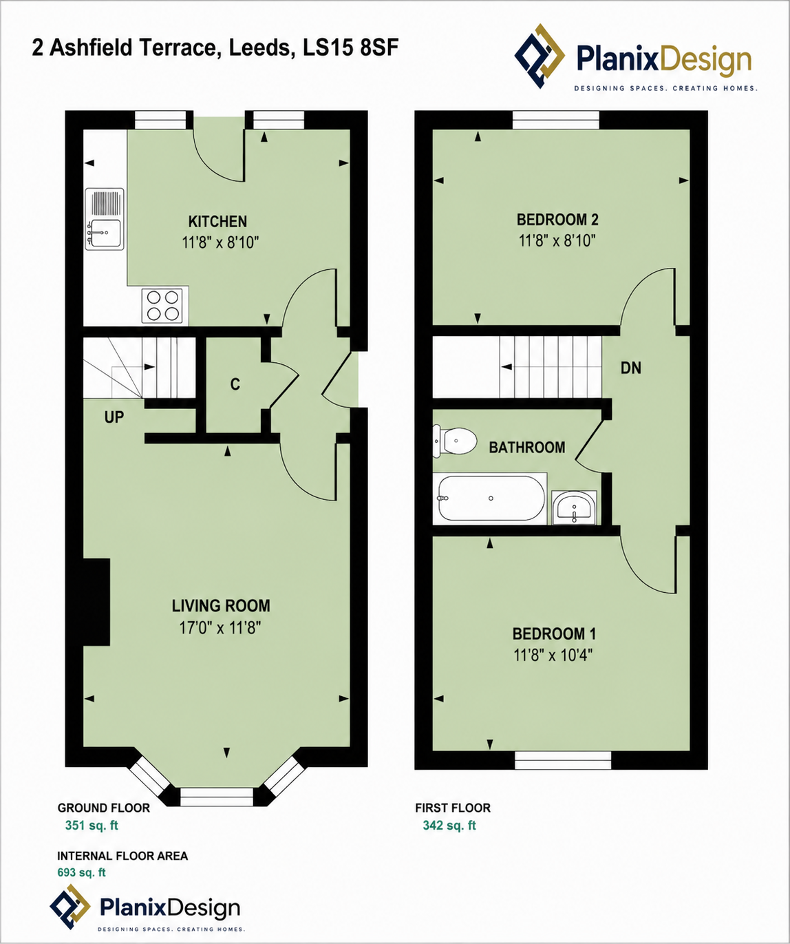 Coloured professional floor plan for property listing