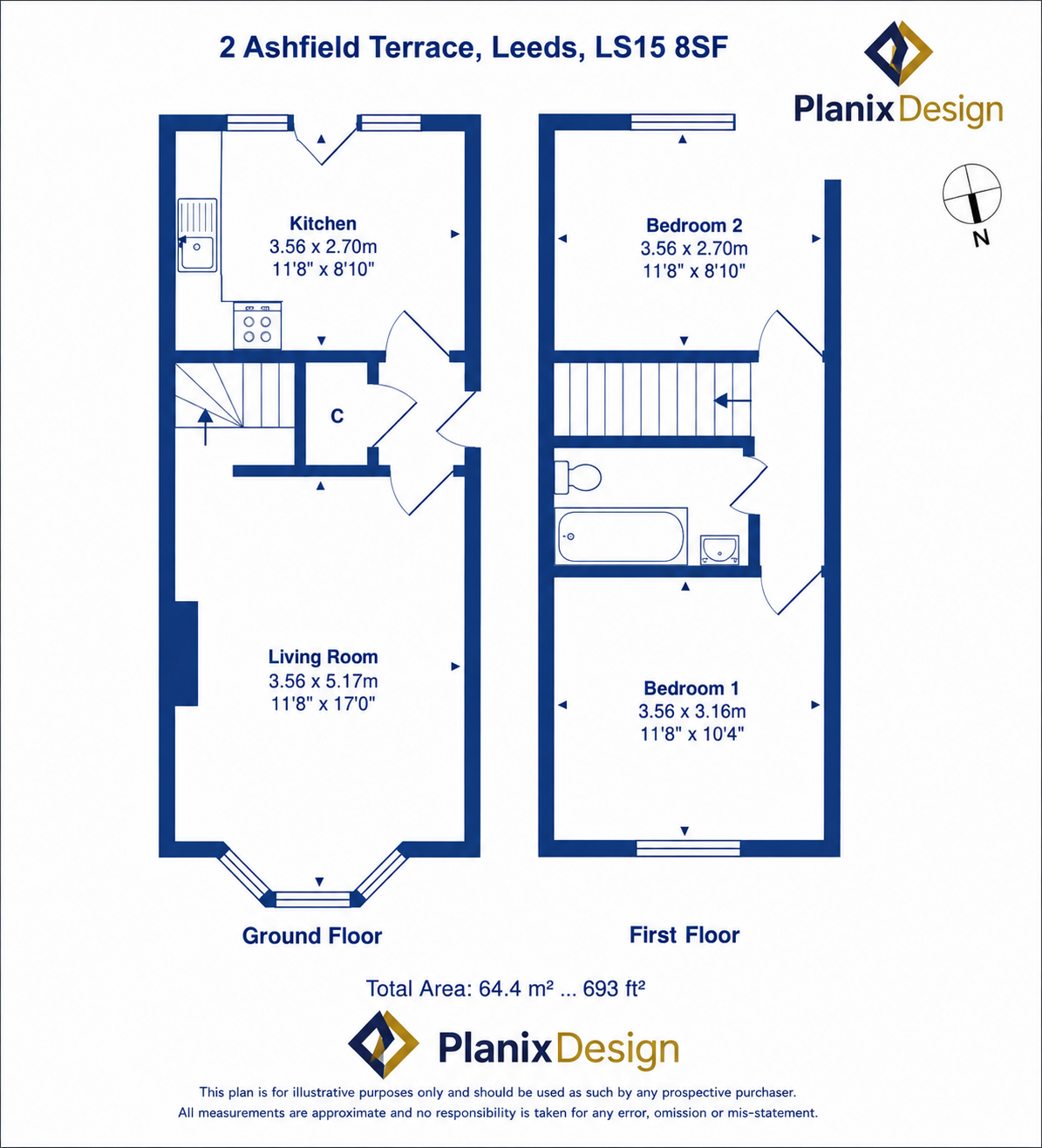 Coloured professional floor plan for property listing